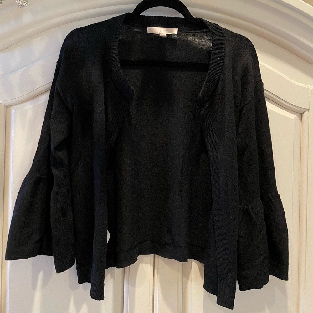 LOFT Open Front Cardigan with Bell Sleeves, Size XS.